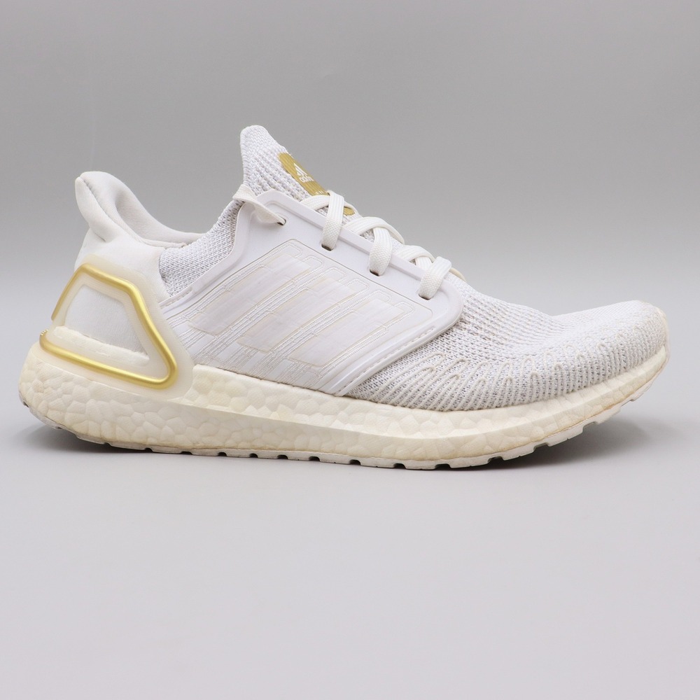 adidas Ultraboost 20 Womens Size 6.5 US White Metallic Gold Running Shoes FV8351 - Picture 1 of 9